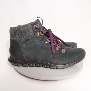 COLE HAAN Boots Women's 8 Zerogrand Black-Elderberry Leather Ankle Field Hiker